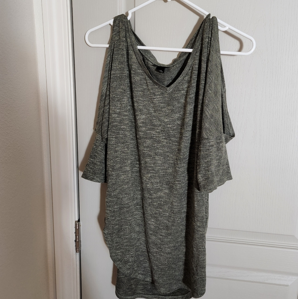 Mossimo Heathered Green Cold Shoulder Tunic Top